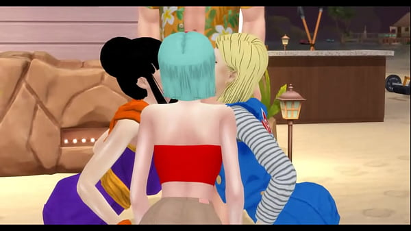 Bulma, chi chi e android 18 fazem trio safado no hentai